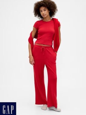 GAP Red Wide-Leg Lounge Pants Pajamas– Women's Casual Pull-On Trousers size S